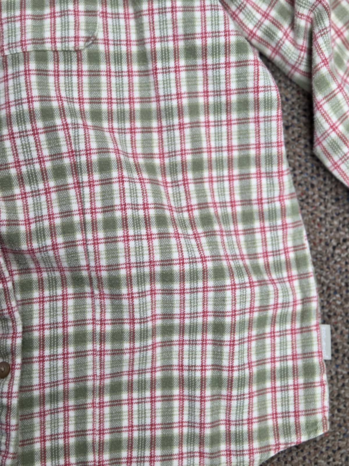 Vintage Woolrich Womens Extra Large XL Plaid Green Red Flannel Long Sleeve Shirt