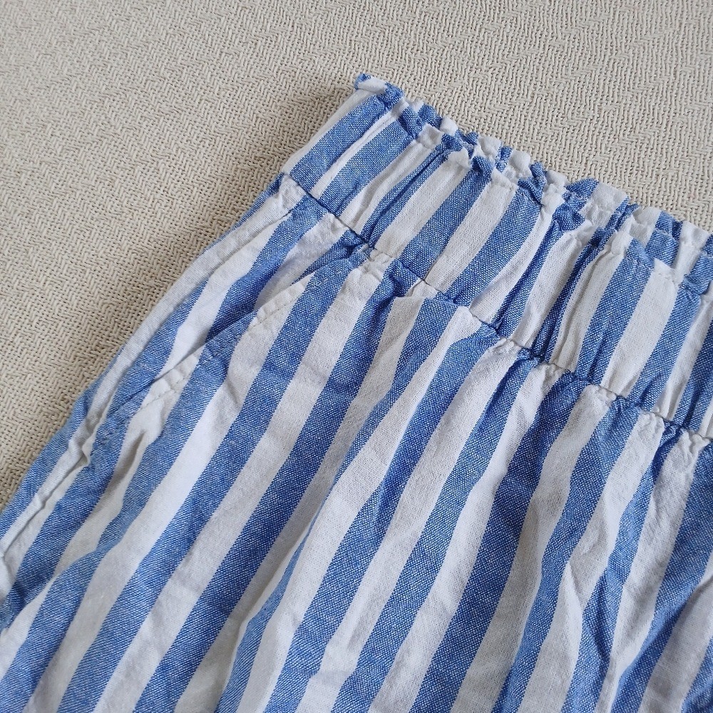 sonoma linen striped pull on shorts xl coastal summer lakeside americana blue