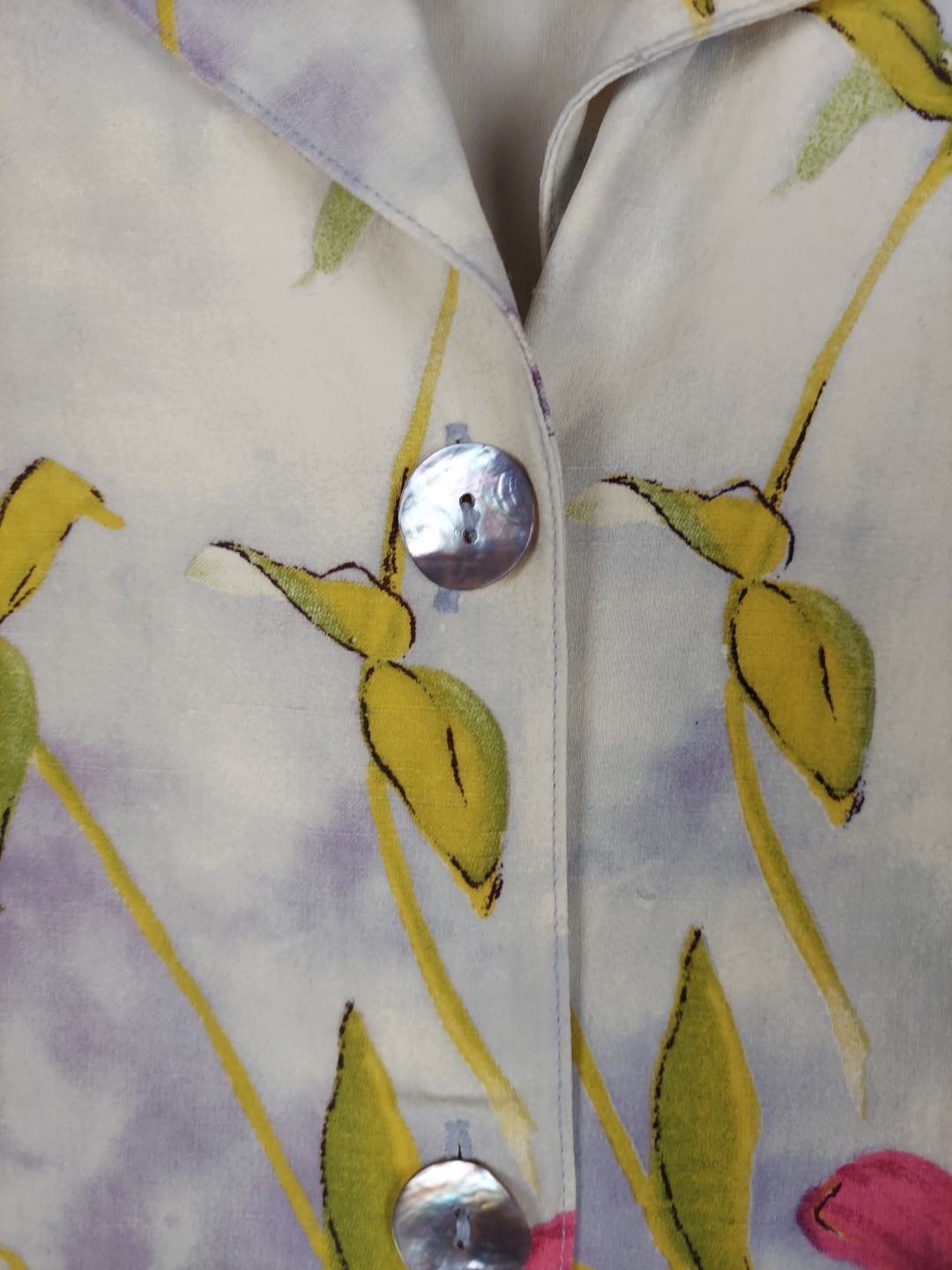 VTG 90s Carol Anderson Maxi Dress Womens 10 Floral Silk Linen Button Down Front