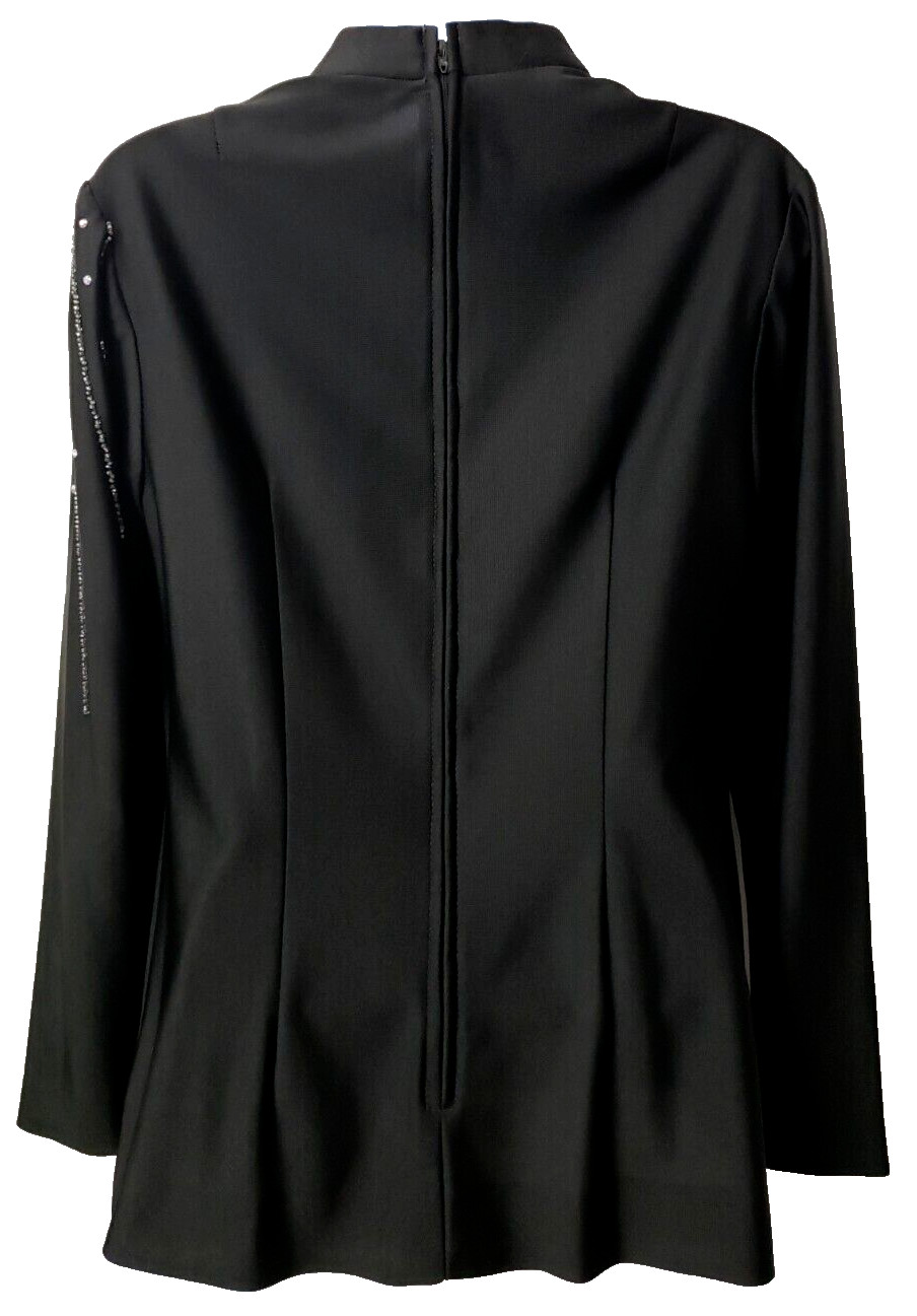 Vintage 60s Mod Gothic Top S M Shirt MCM Black Bead Rhinestone Alfred Werber