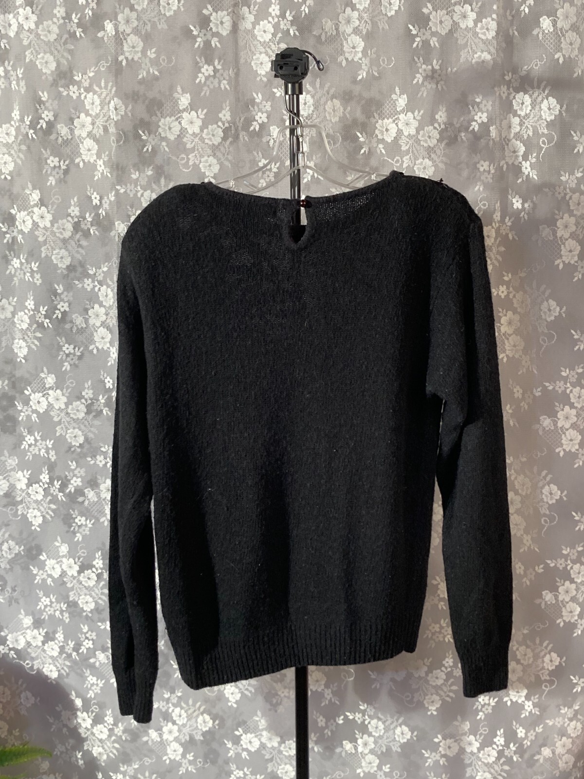 Vintage 80s Goth Sweater Size Medium 1980s Glam New Wave Dark Romance Winter