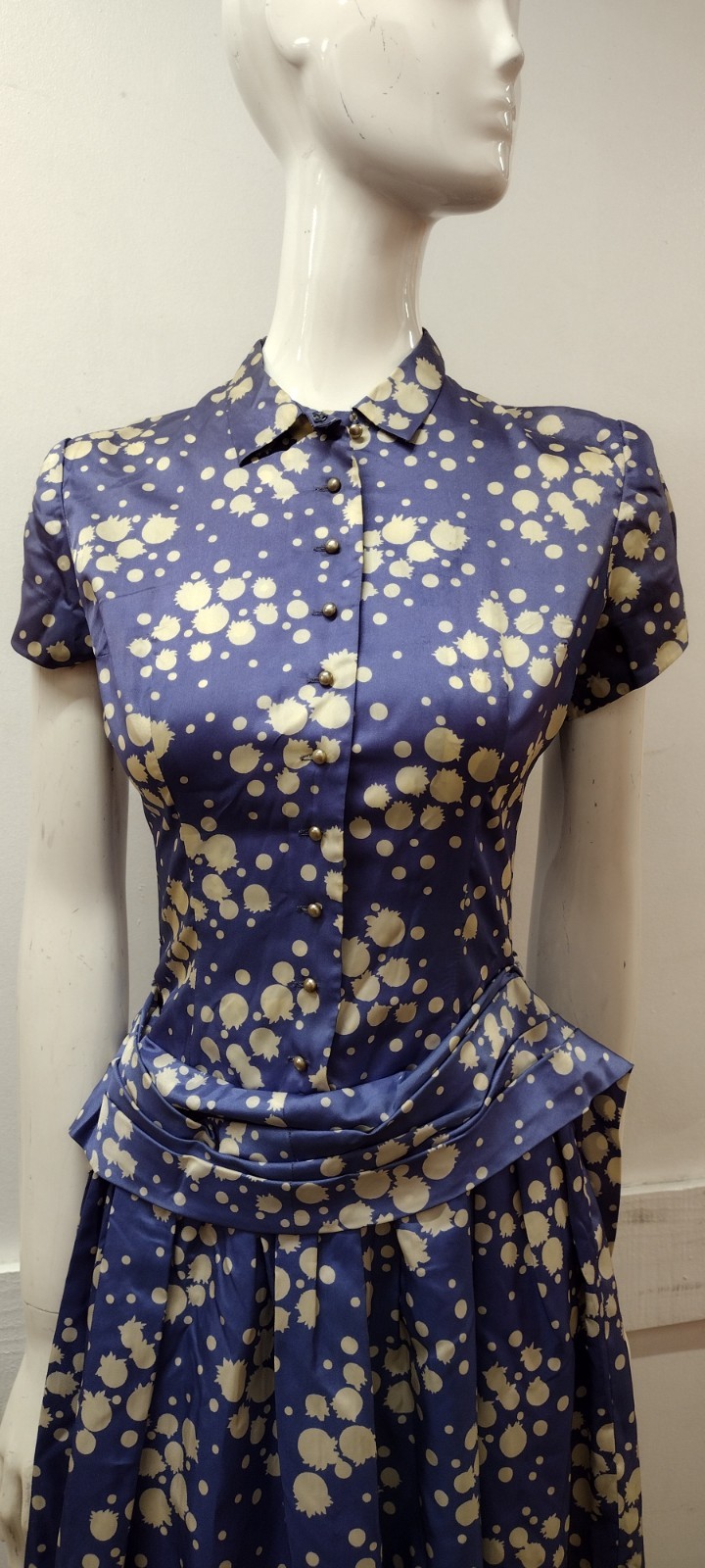 Vintage 1940s Draped Dangling Peplum Evening Dress Jonathan Logan 40s NEW LOOK