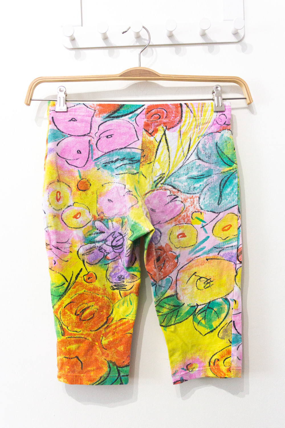 Vintage Adidas Originals 36 Cycling Shorts 90s Floral Yellow Floral Retro Adicolor