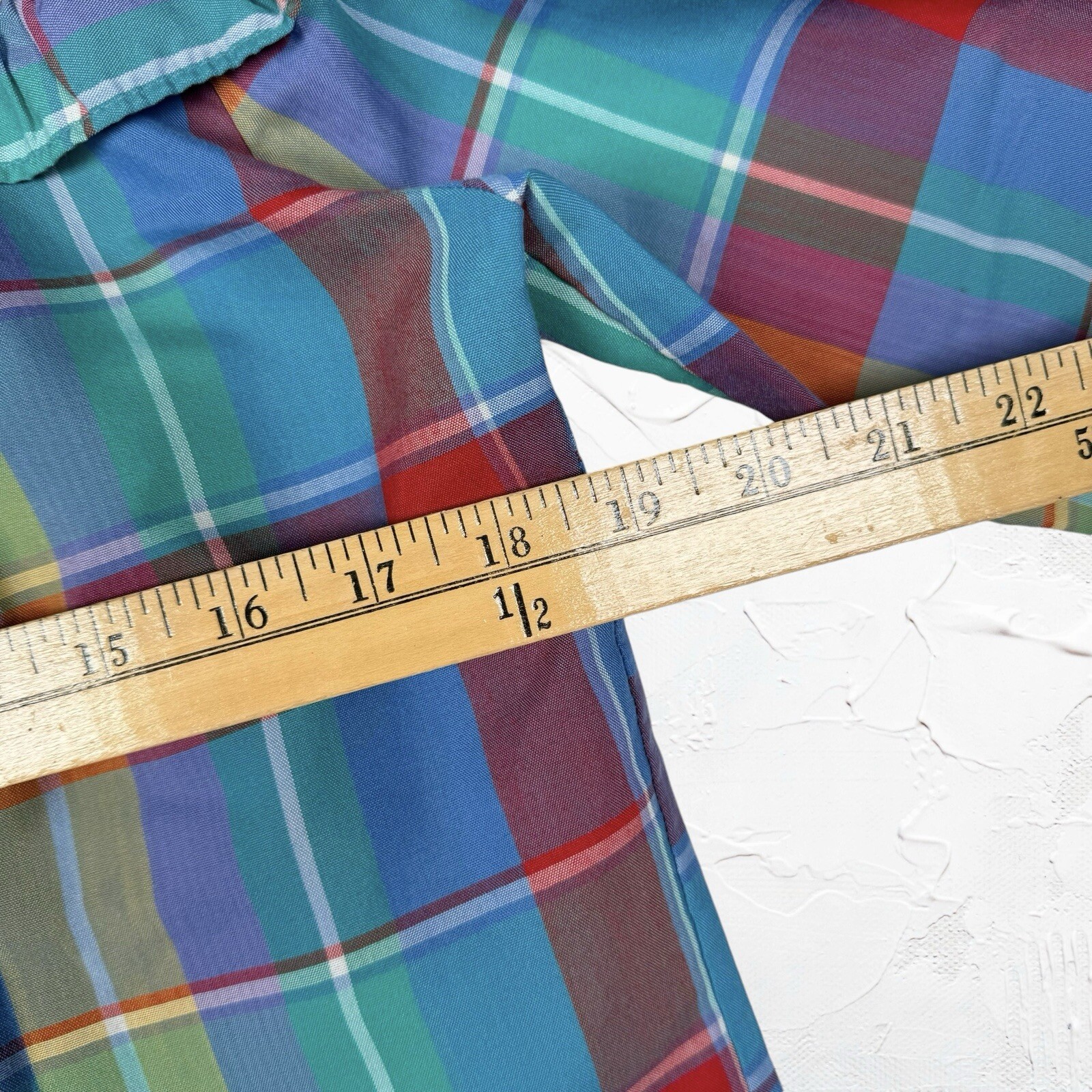Vtg 70s Levi Strauss & Co Women Plaid Button Down Ruffle Shirt – Size M/L