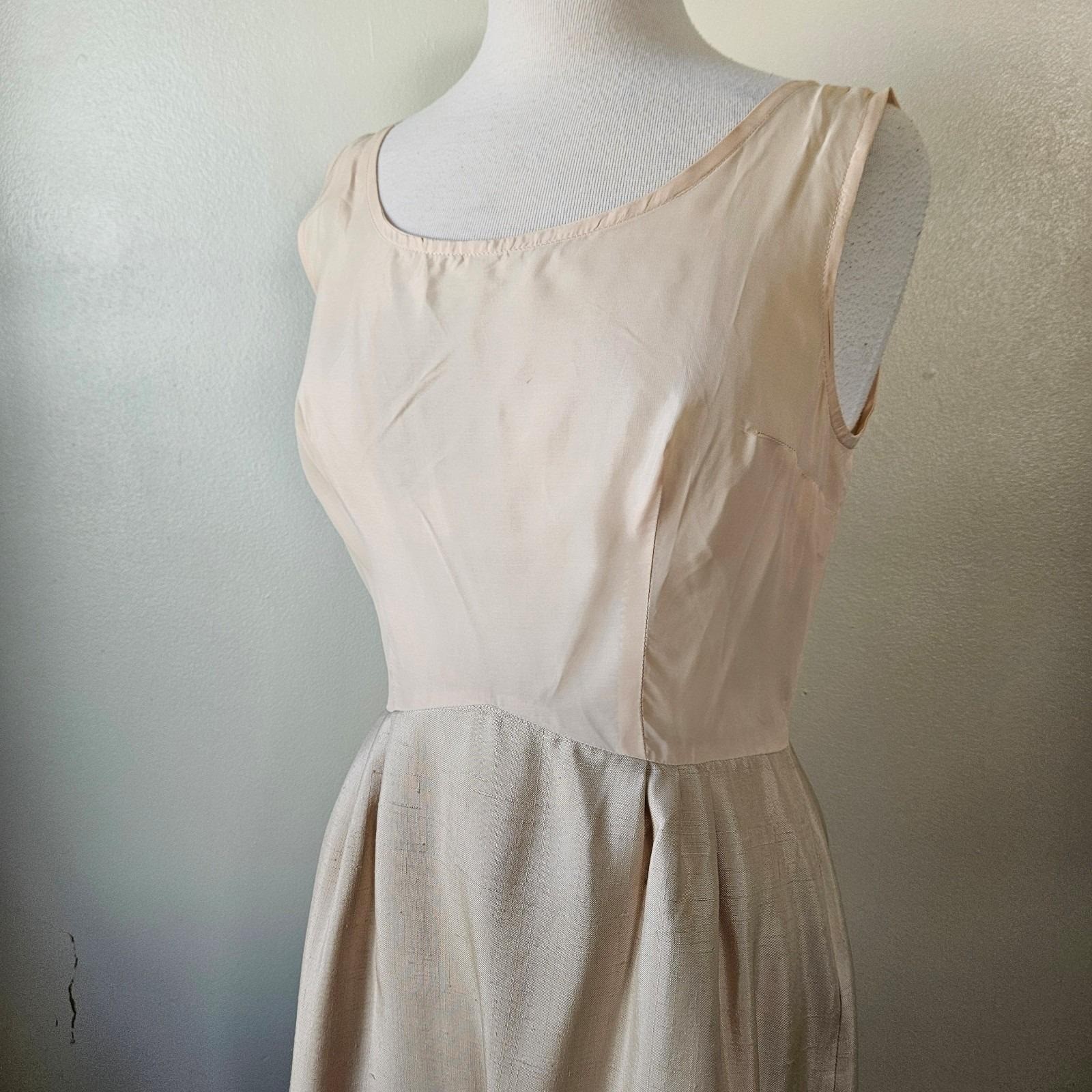 Vintage 50s 60s Beige Cream Bridal Lace 2 Pc Church Dress Set Sheath Mad Men S/M