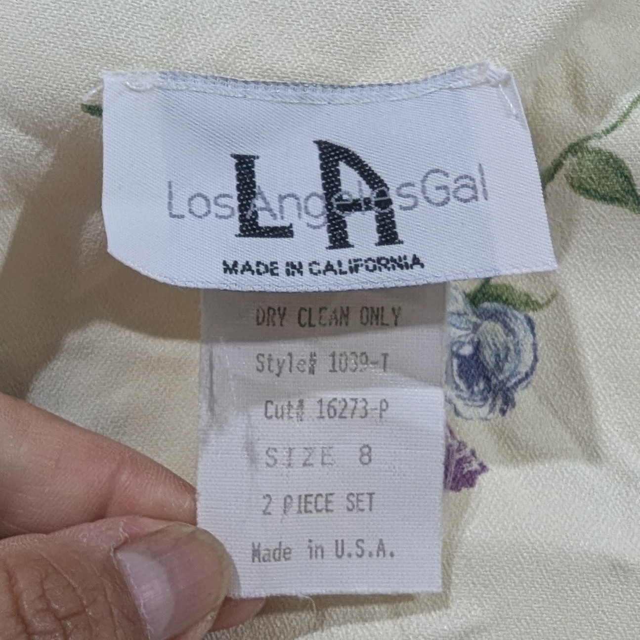 Vintage Los Angeles Gal 90s Floral Maxi Dress & Knit Jacket 2pc Set Cream Size 8
