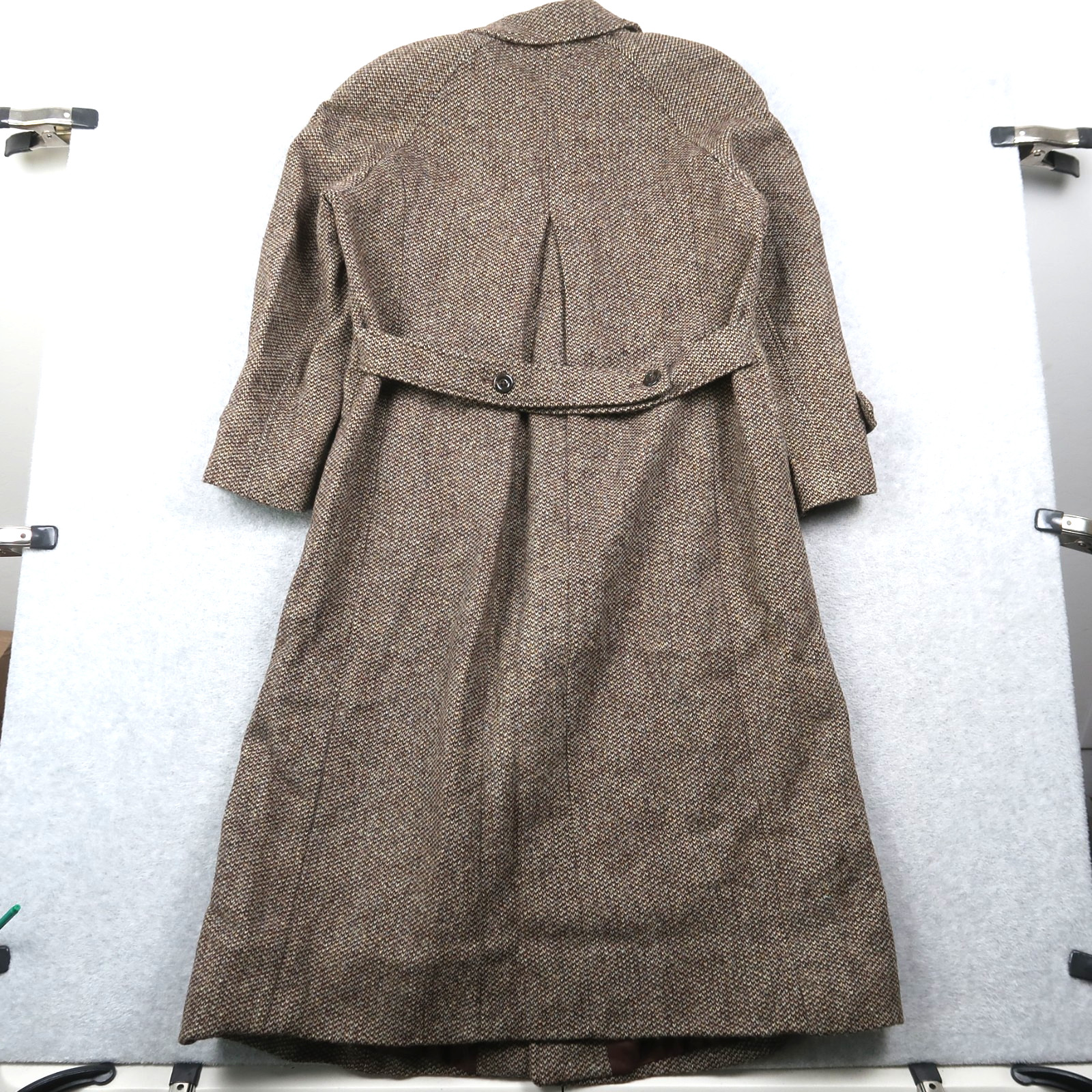 Vintage Orvis Women’s Harris Tweed Peacoat Trench Coat Long Jacket Belted Sz 10