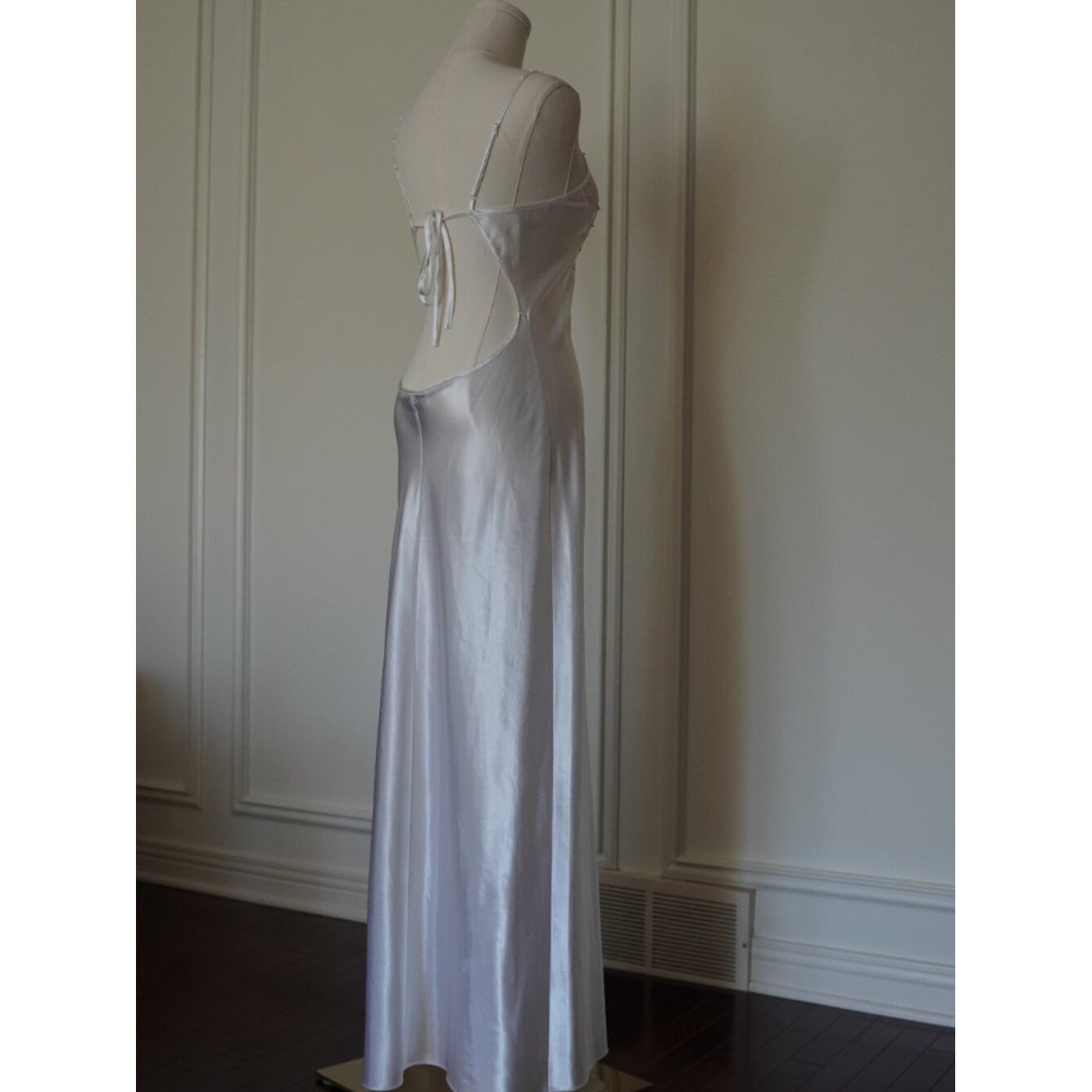 Vintage 90s Ivory Satin Slip Dress Sheer Robe Peignoir Set Bridal M/L