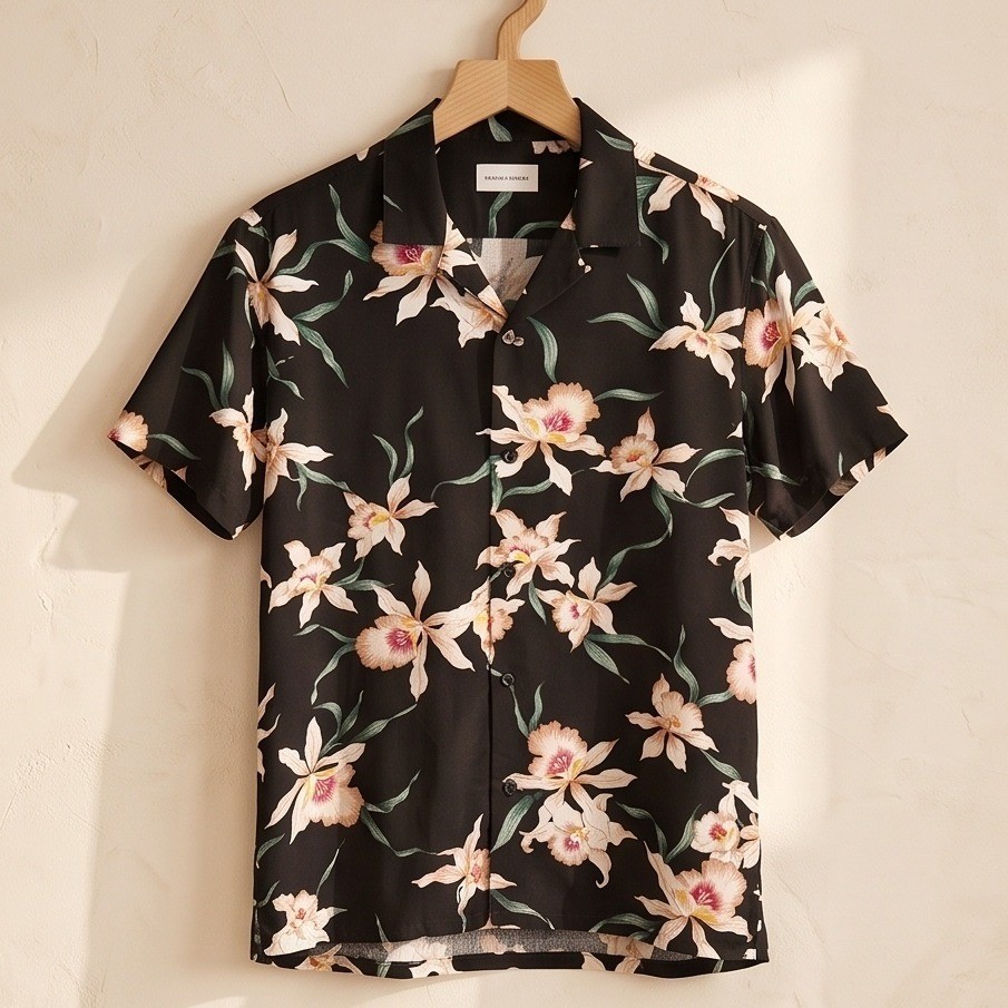 Vintage Paradise Found XL Women’s Hawaiian Floral Rayon Button Up Blouse Black