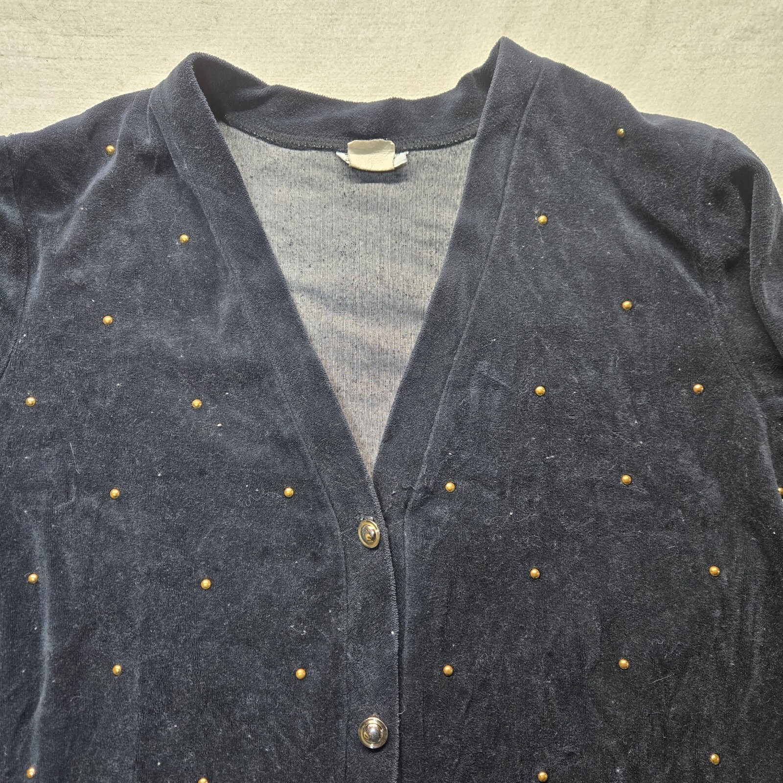 Fashion Formulas Black Gold Beaded Button Up Sweater Adult Women’s Size XL