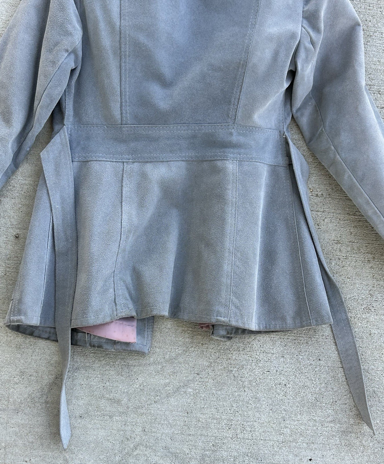 Vintage 1970s Gray Suede And Leather With Faux Fur Jacket Coat