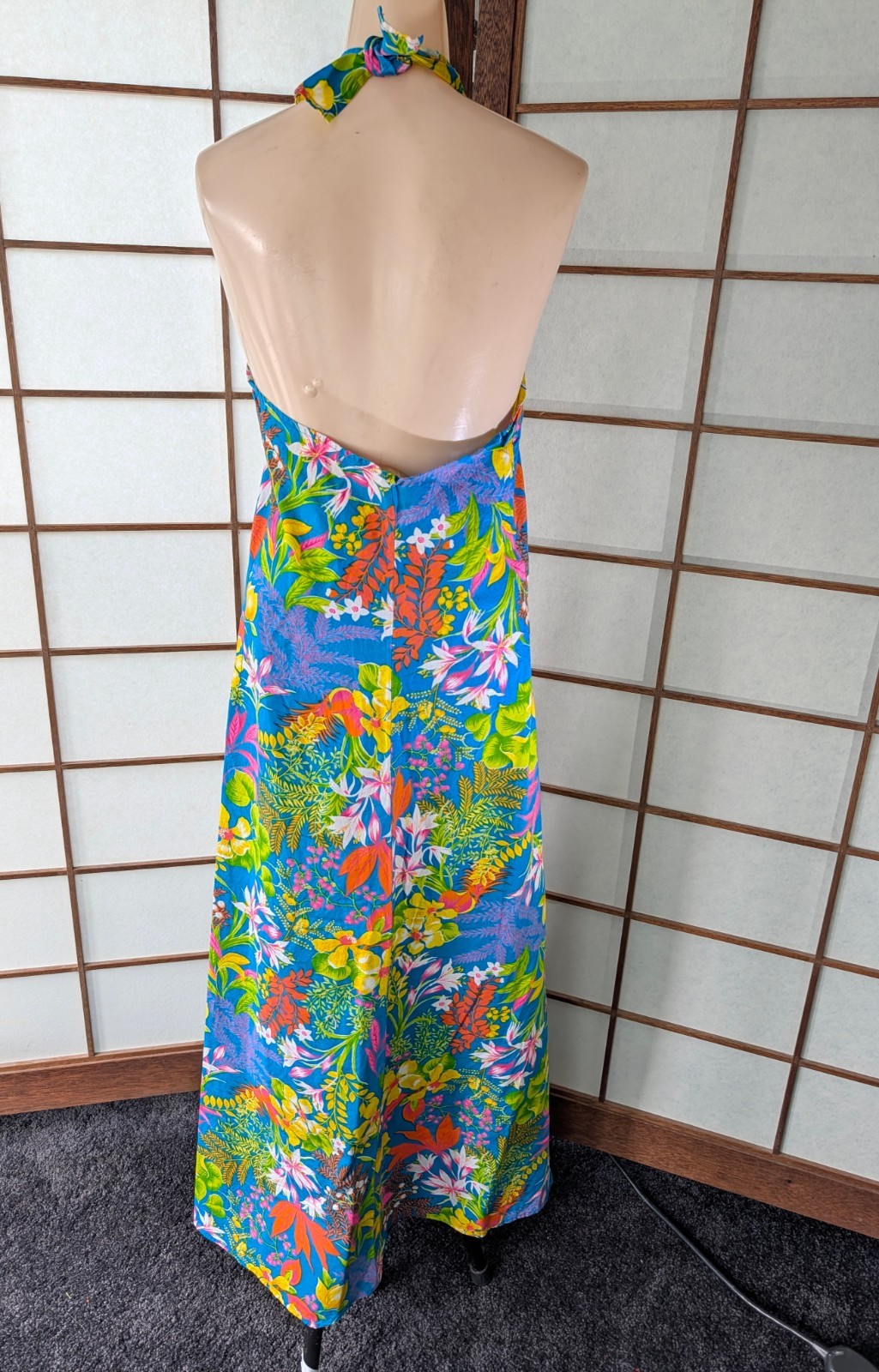 Vintage 70s 80s Made in Hawaii Hawaiian Wrap Sarong Halter Dress XS/S Cotton