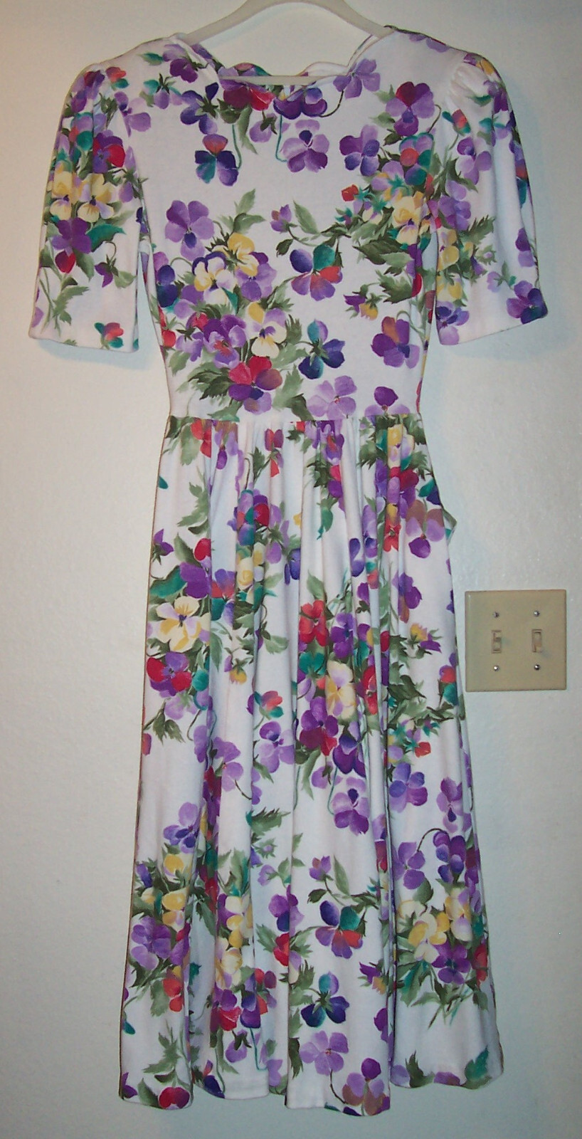 Vintage EXPO 1980s Floral Pansy Circle Dress – Size: 10