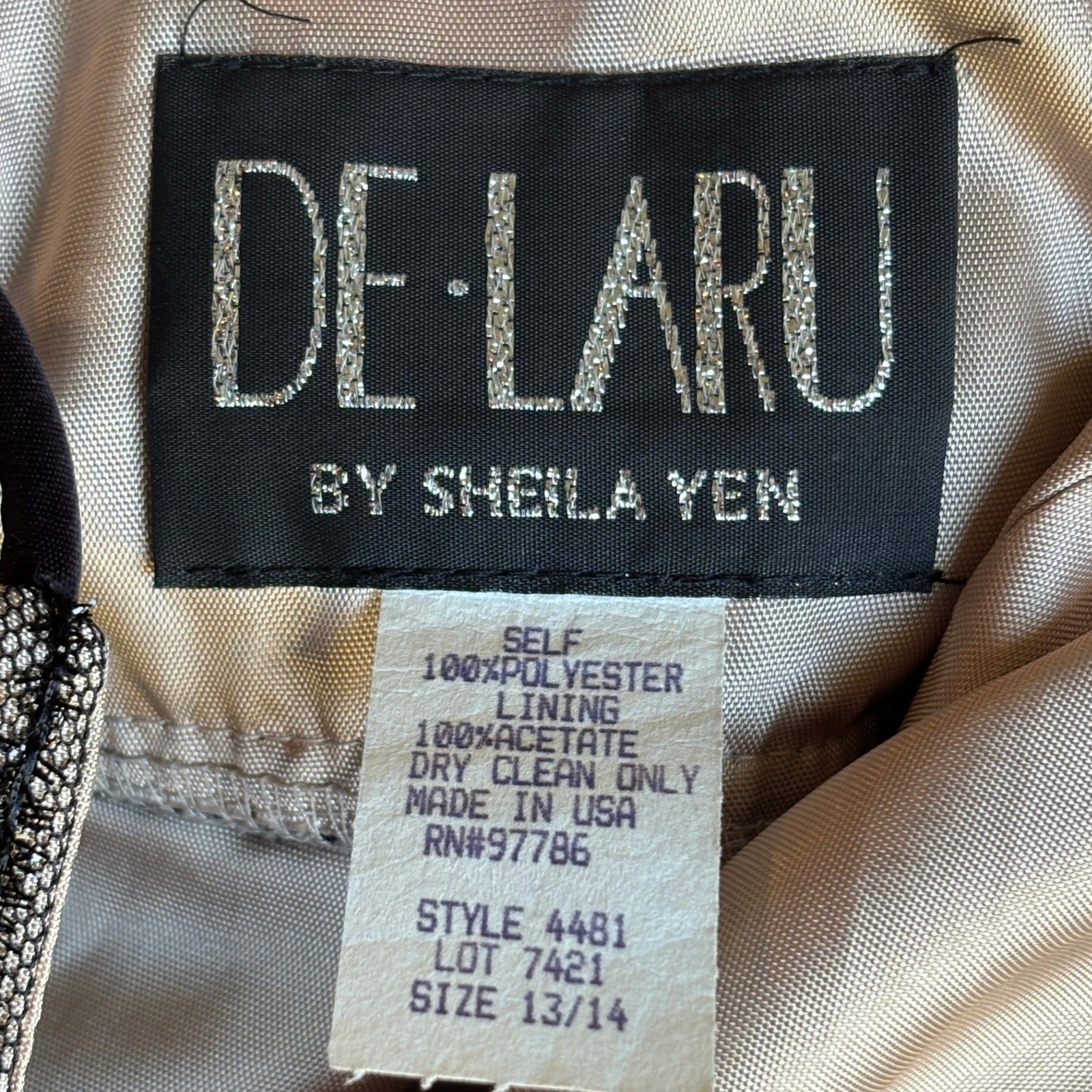 De-Laru by Sheila Yen Vintage Silver Metallic Striped Maxi Dress Size 13/14 4481