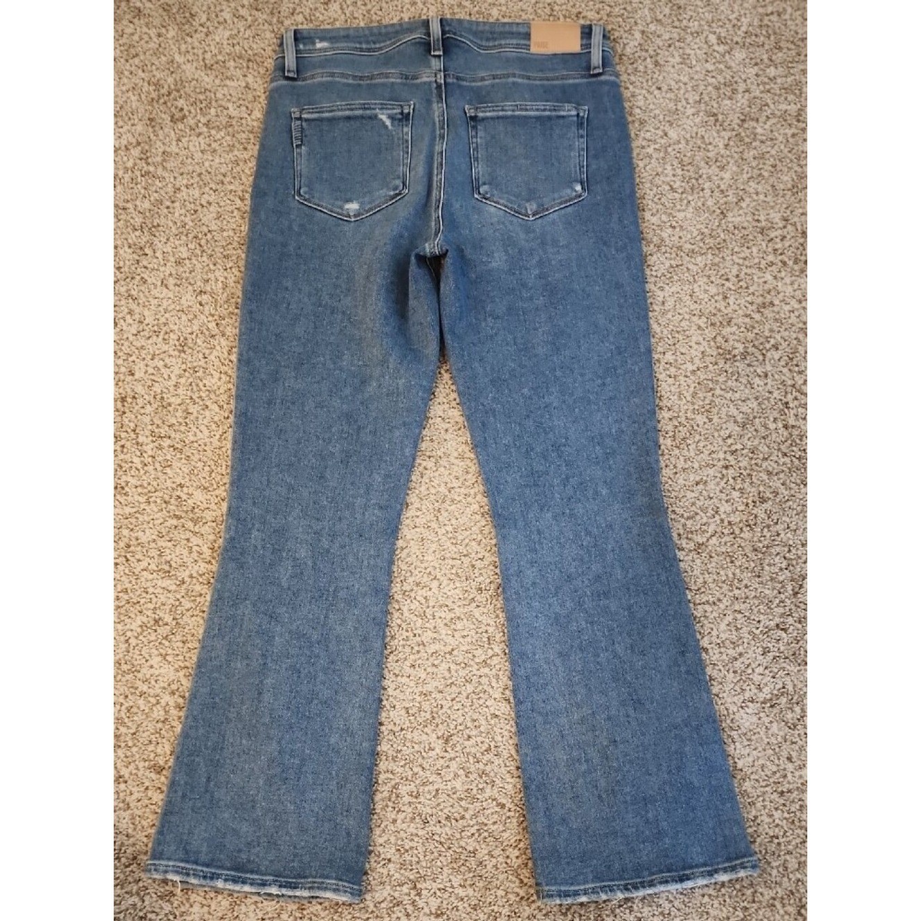 ☀️Anthropologie PAIGE Medium Flare Jeans. 29 Y2K high-waisted FREY Hem Soft ✨️