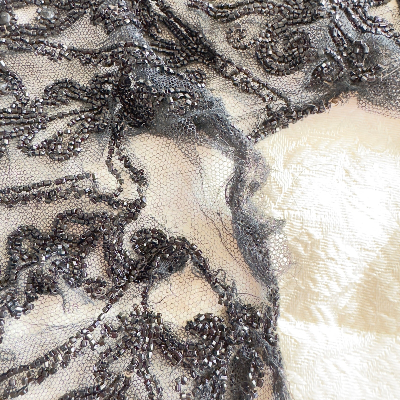 Antique Victorian French Jet Beaded Net Mantle / Capelet Mourning Attire AS IS