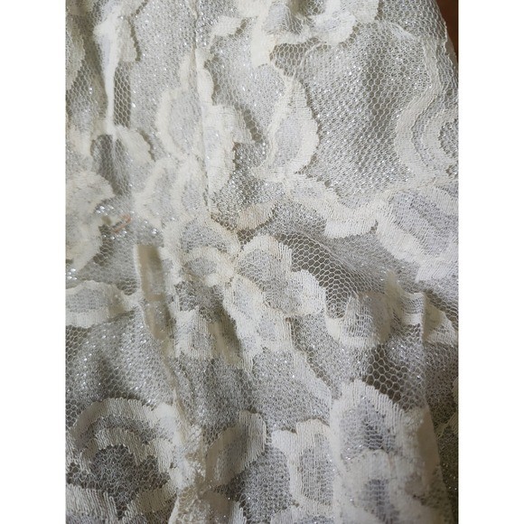70s Lilli Diamond of California Ivory and Silver Lace Bell Bottoms
