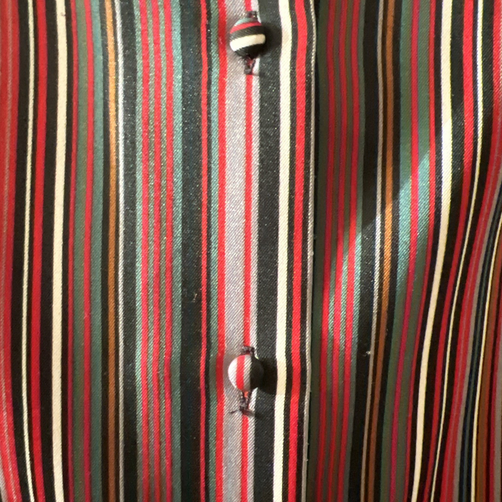Vintage 1970s Striped Lady Arrow Blouse Disco Mod Womens Retro Size 10
