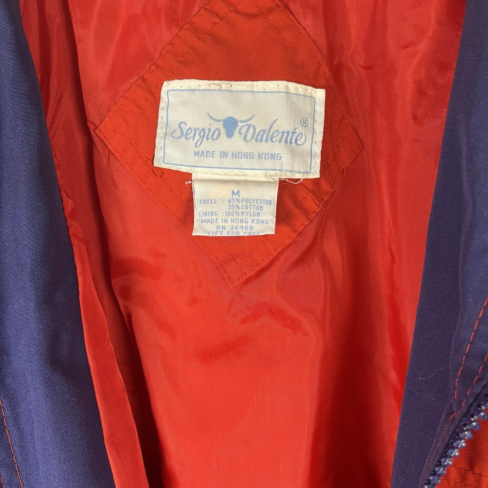 Sergio Valente Vintage 80s jacket Bomber Red Blue Zip Button Size Medium Adult