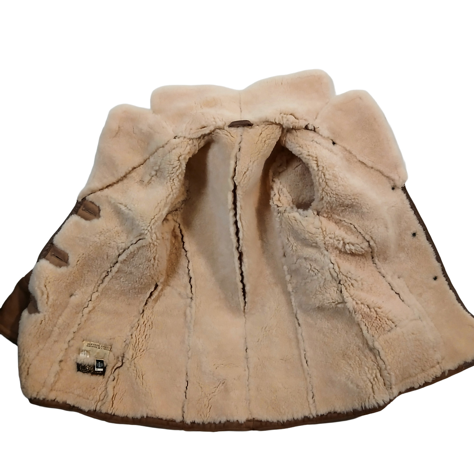Knight Tailors Shearling Sheepskin Coat Womens 34 XS Brown Suede Vintage 70s 80s