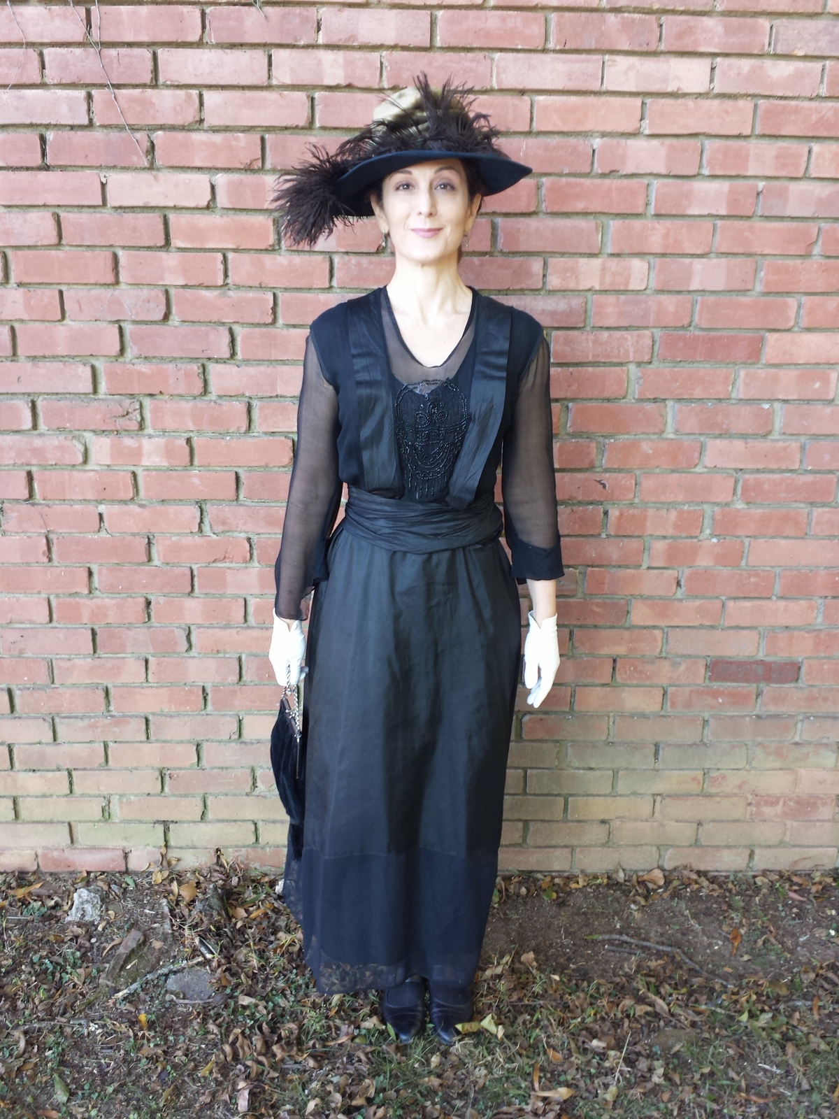 Vintage 1910s 1916 Dress Edwardian in Beaded Black Silk – sm