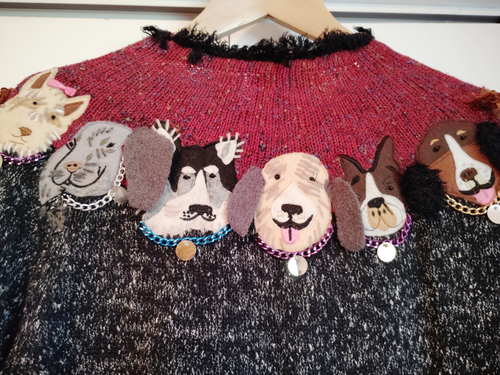 VTG Design Options Philip & Jane Gordon dog lovers sweater cardigan cotton+ L