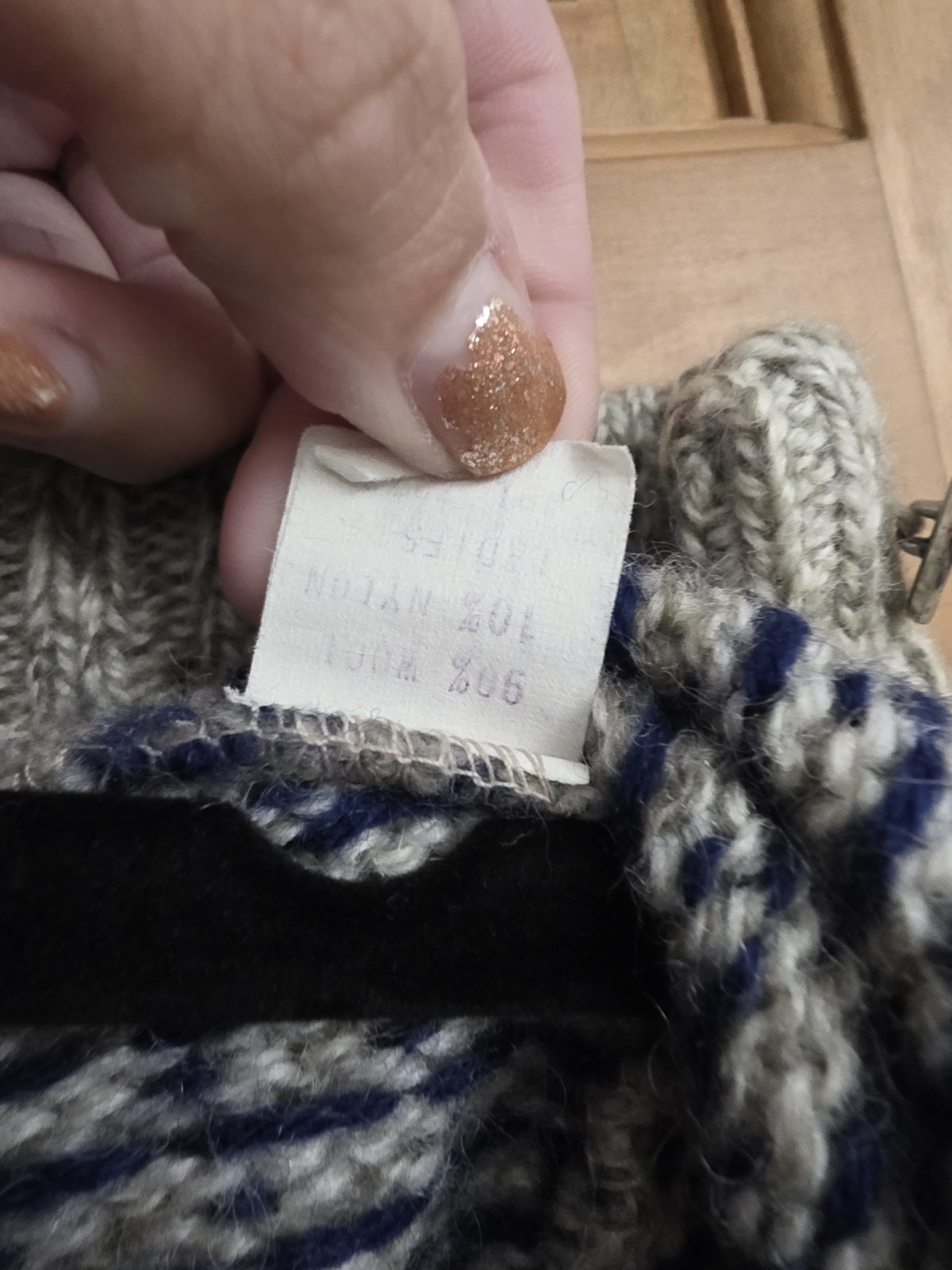 Vintage LL Bean USA Wool Birdseye Shawl Collar Cardigan Sweater M Gray Blue