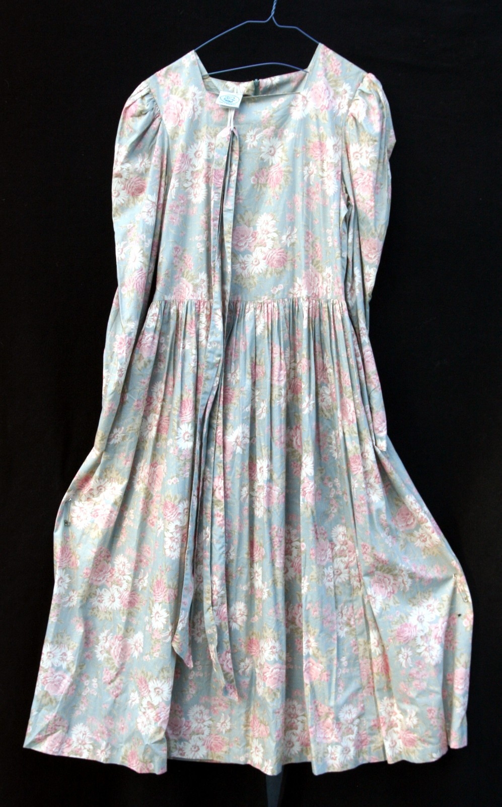 Laura Ashley Vintage 1980s grey floral dress size 8