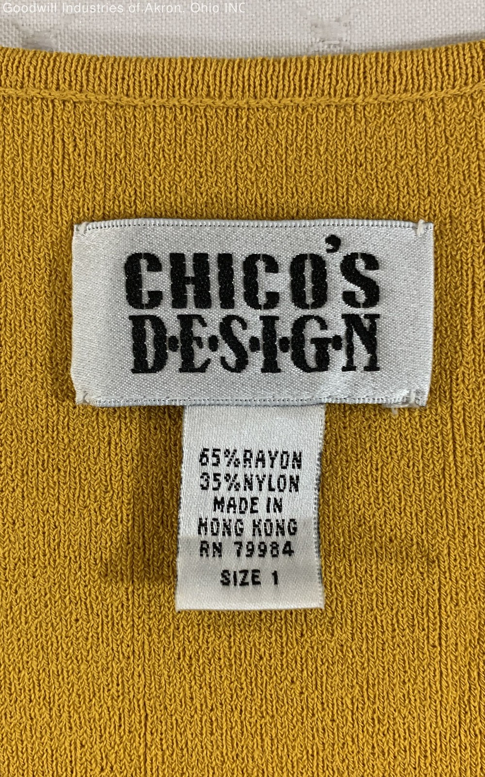 Vintage 90s Chicos Design Gold Mustard Knit Ribbed Tank Top Womens Size 1 M