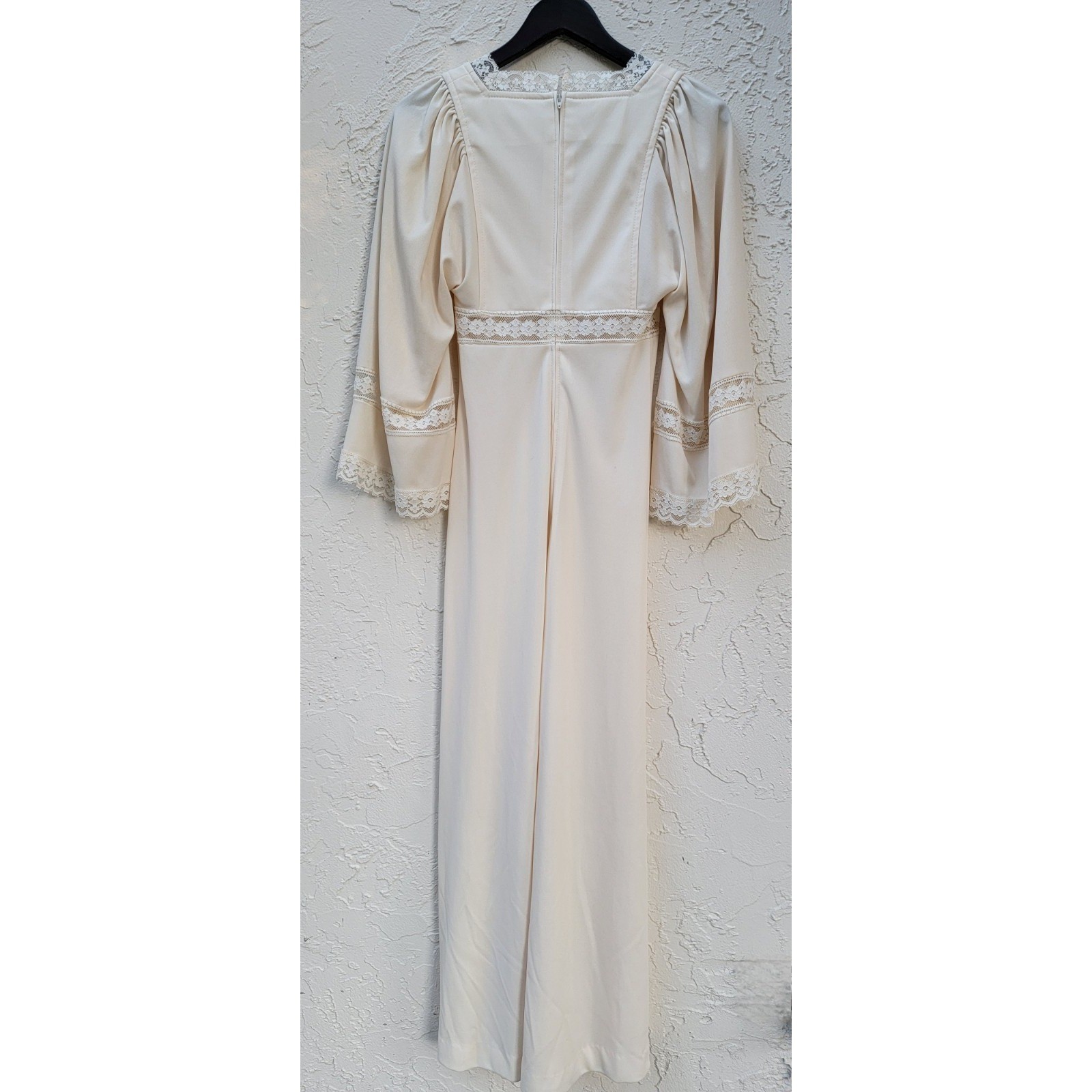 Act I New York Maxi Dress Women S Cream Vintage 70s Lace Bell Sleeve Prairie