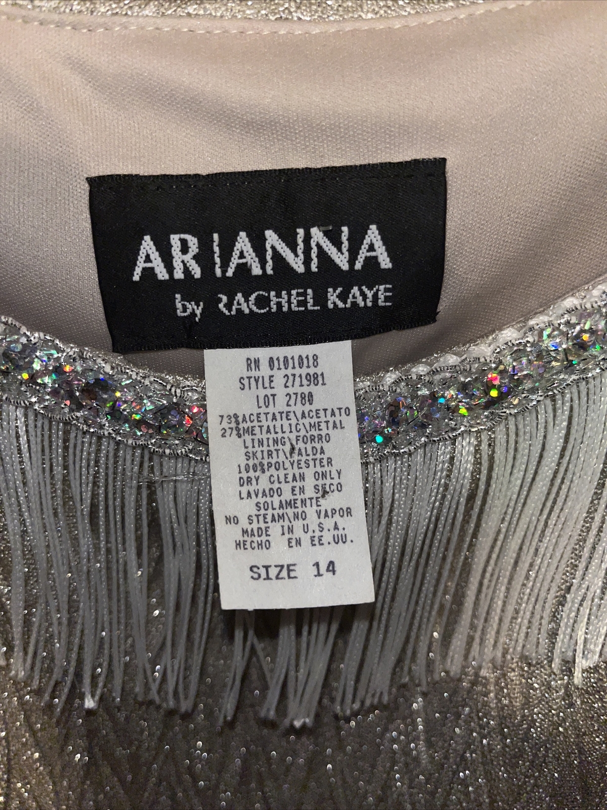 Vintage Arianna by Rachel Kaye Fringe Flapper Dress Style 271981 USA Size 14