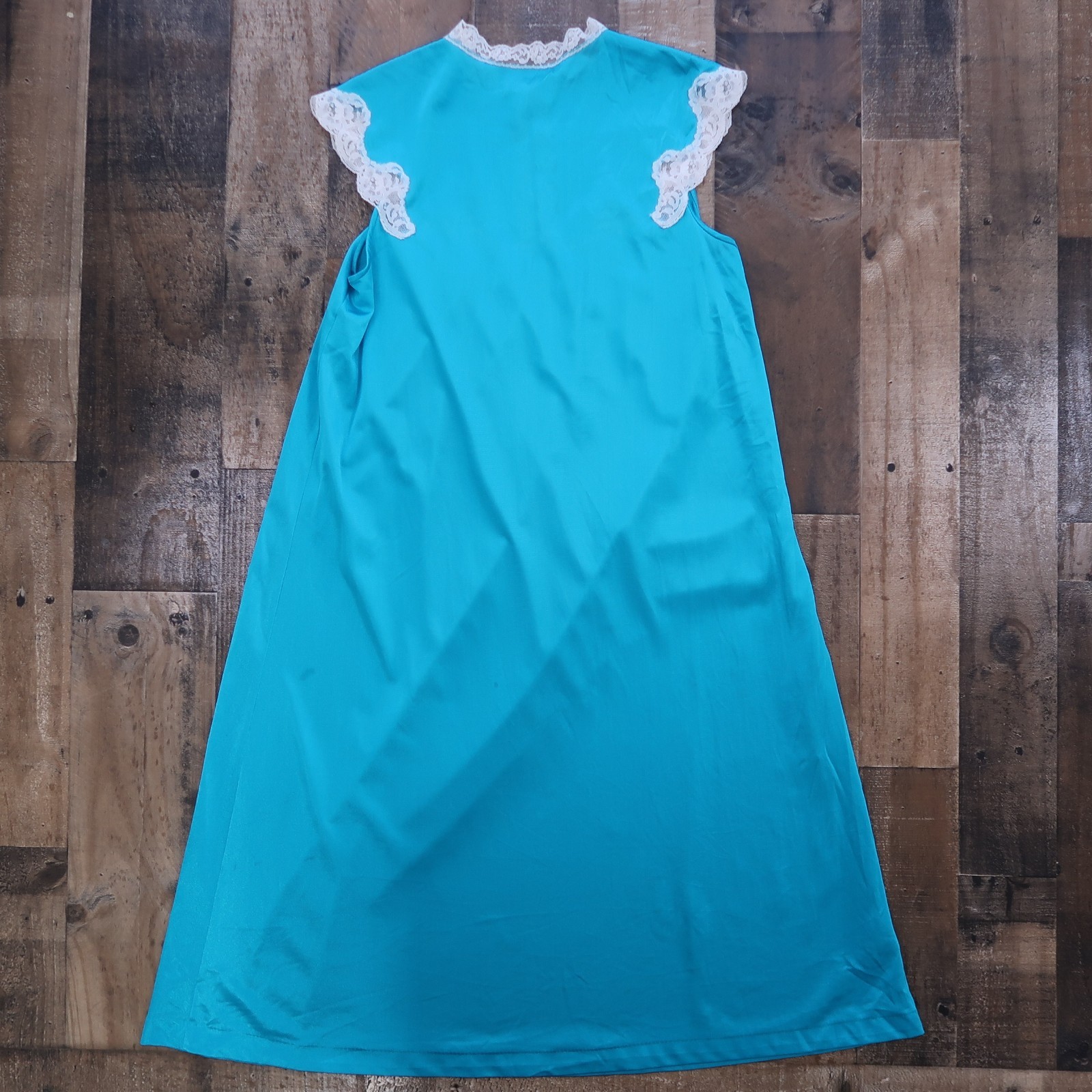 Vintage 1960s Teal Peacock Blue Womans Small Nightgown JcPenney Negligee