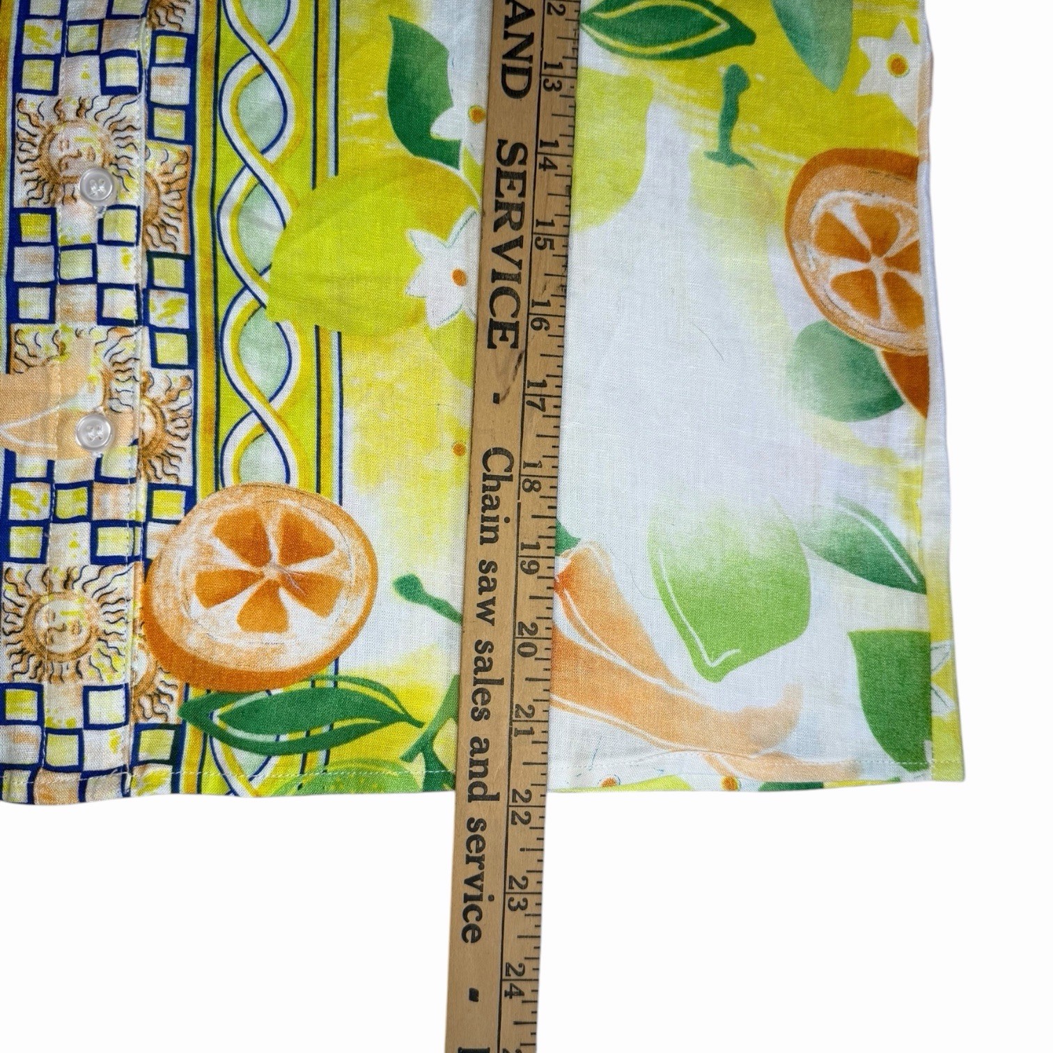 Vintage Hester & Orchard Citrus Print Button-Up Shirt Hawaiian Style Resort Med