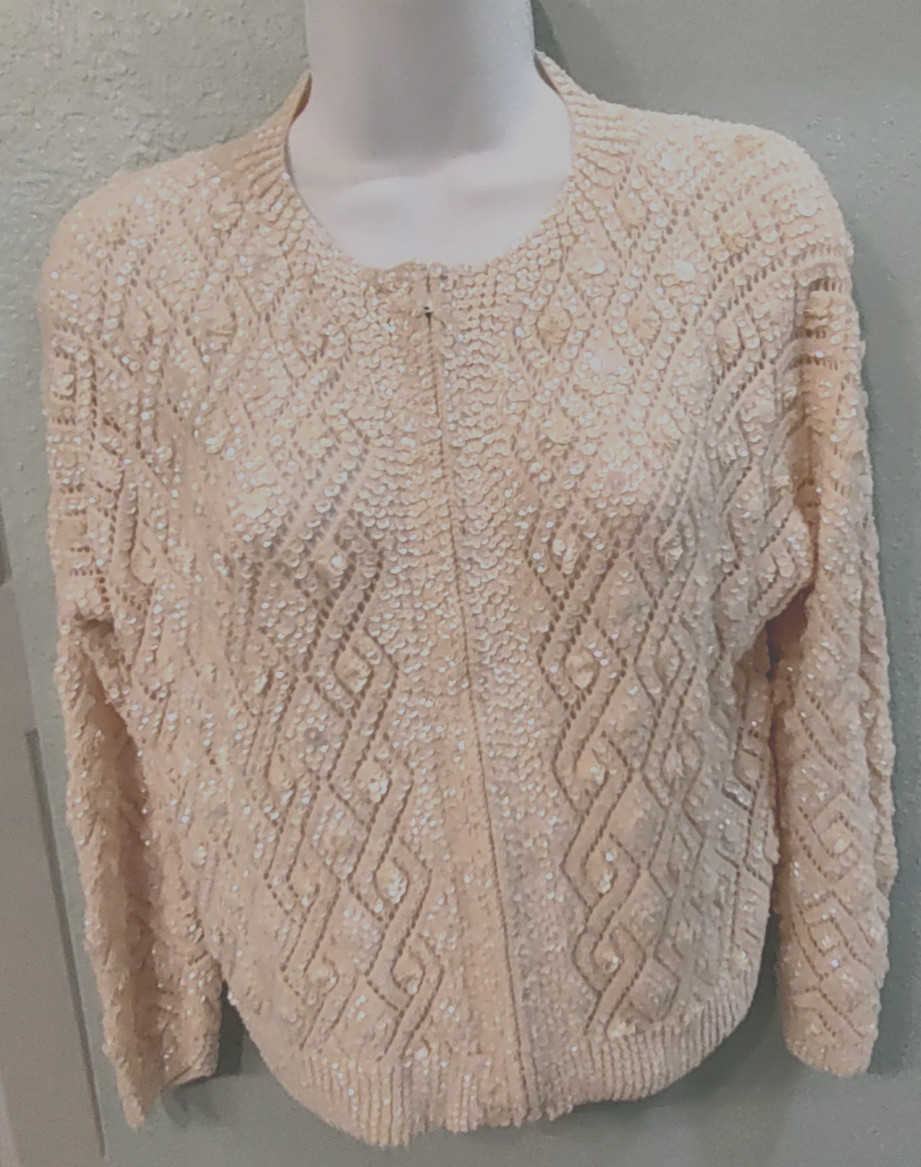 Vintage Sequinn Sweater JACKET CAVANAGHS 50’S 60s Hollywood Glam VTG