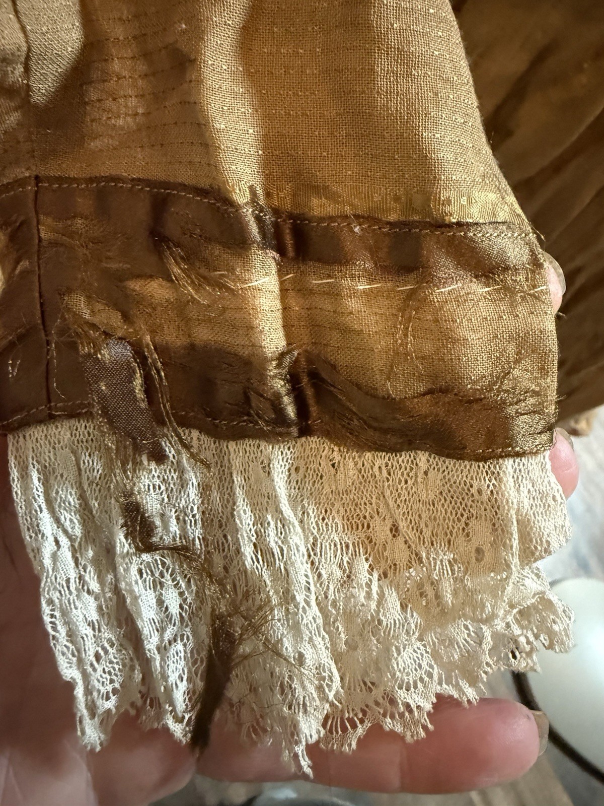 Antique Hand-Sewn Women’s Dress Gown Hook & Eye Closures Rustic Textile