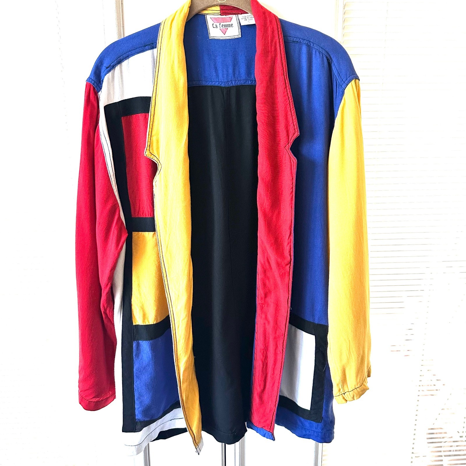 Vintage La Femme S Mondrian Color Block Rayon Jacket Deconstructed Blazer Art