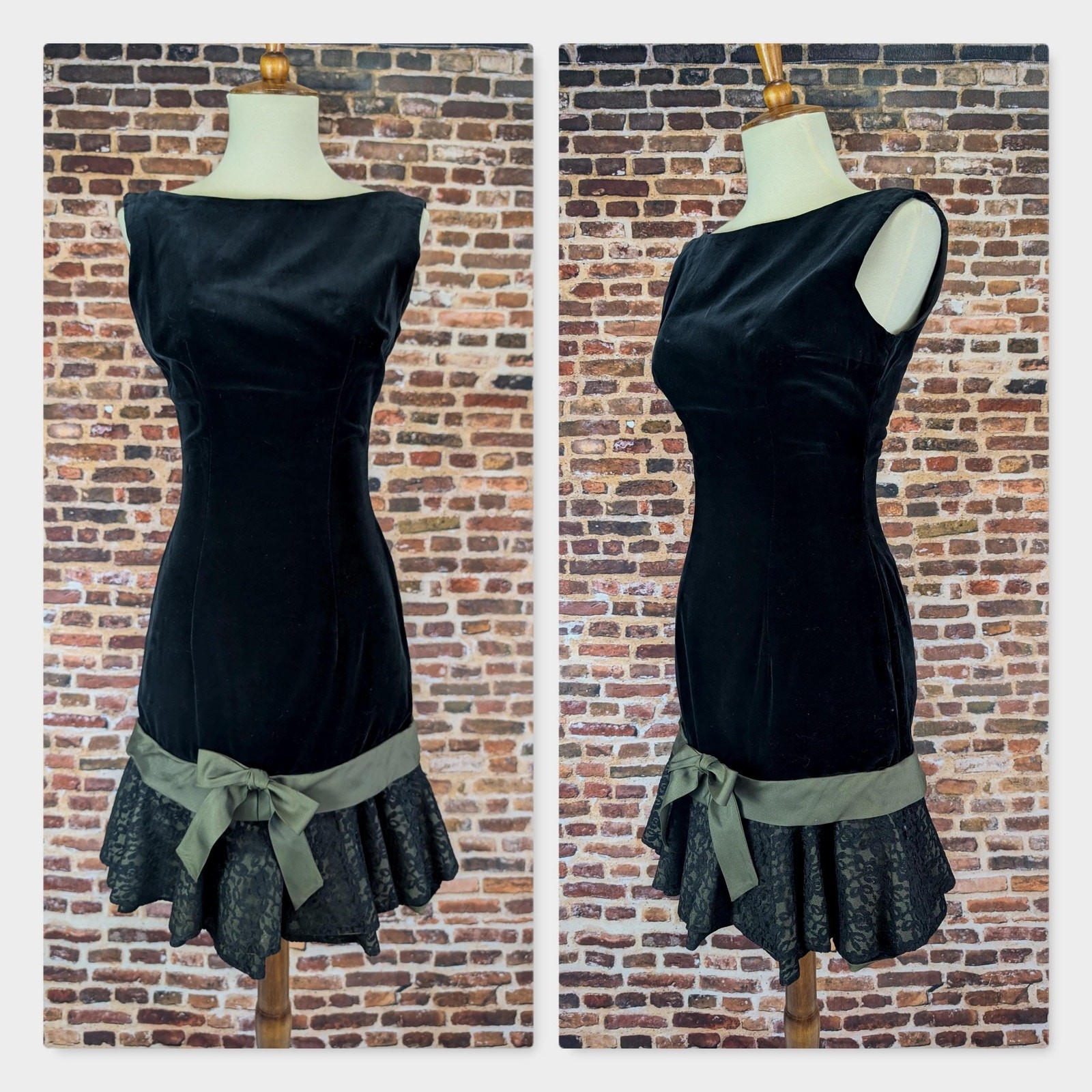 Vintage 60’s Little Black Velvet Dress 5 Junior Flounce Mermaid Short Wiggle
