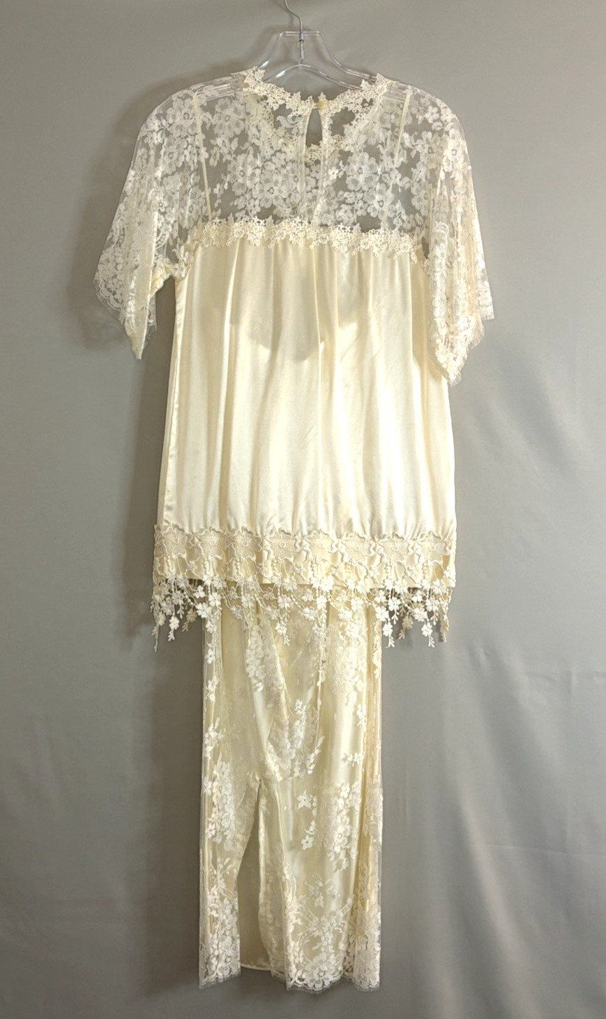 Vintage 1990’s Jessica McClintock 2 Pc Lace Over Silk Top and Skirt Sz 4 EUC