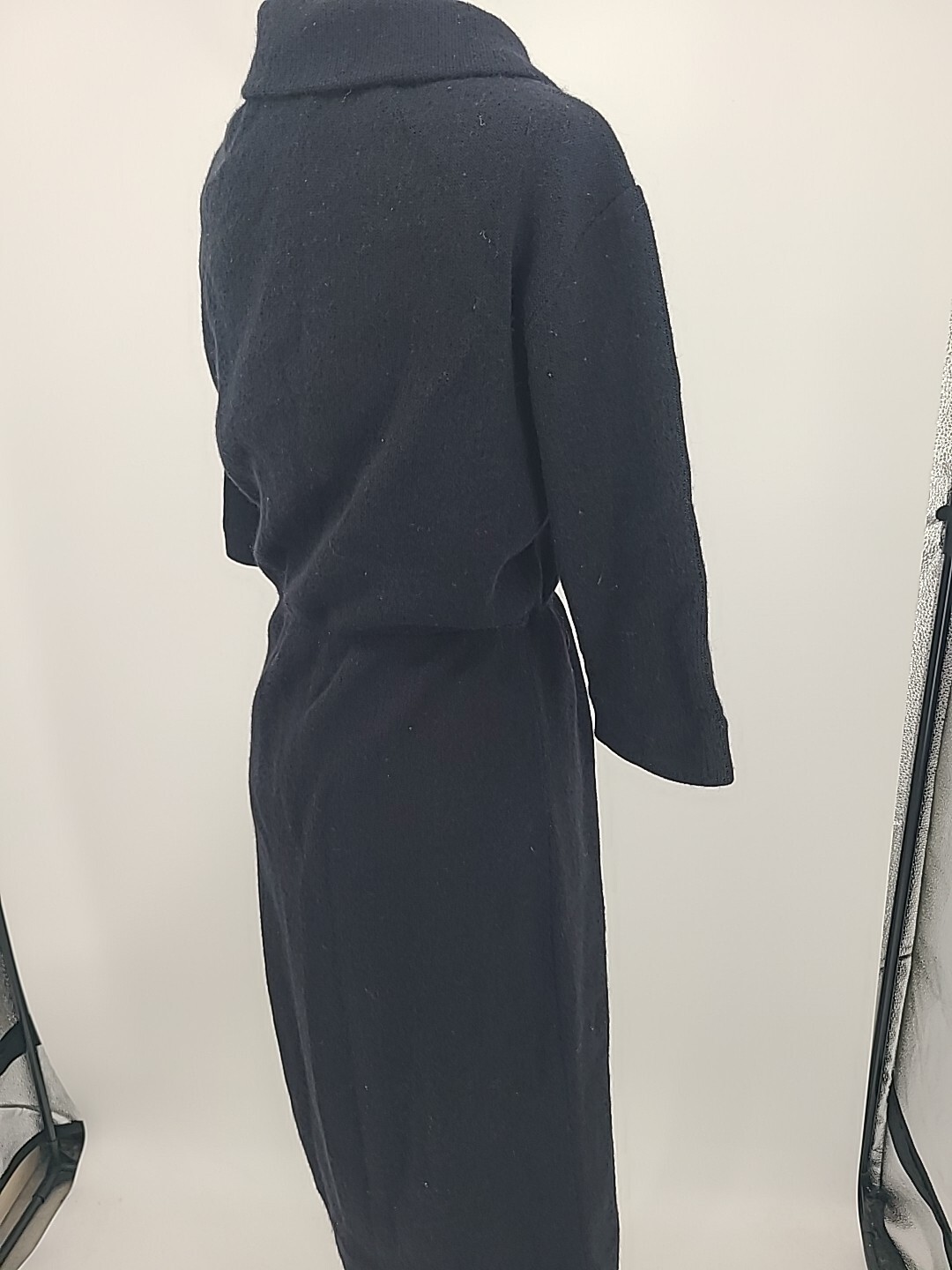 Vintage Early 50s Kimberly Knit Dress, Black Mohair And Virgin Wool Large Retro
