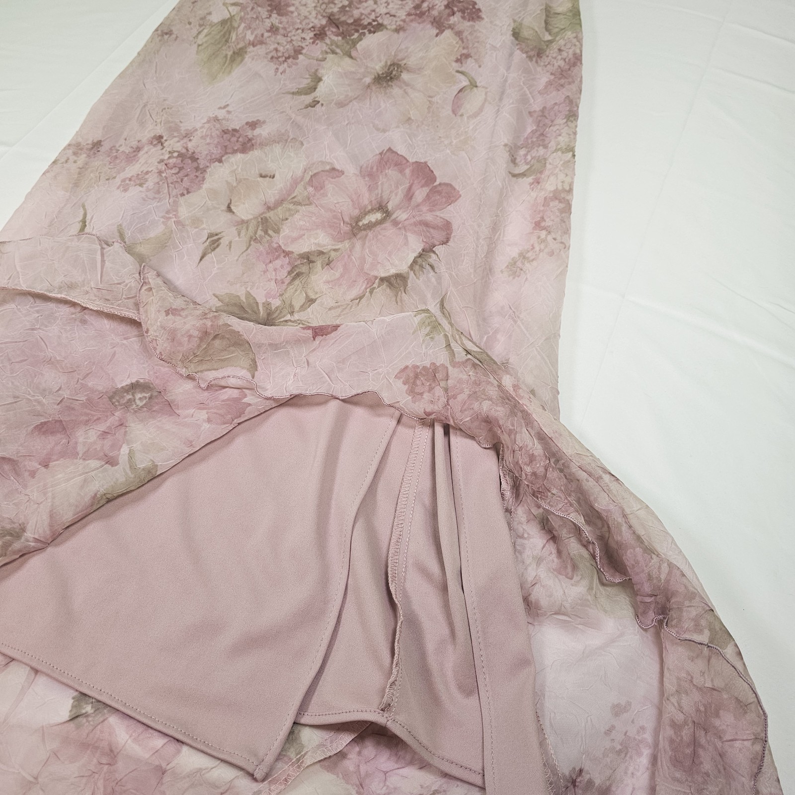 VTG 90s Y2K Fairy Floral Dress R&M Richards Pale Pink Chiffon Appx Sz L Coquette