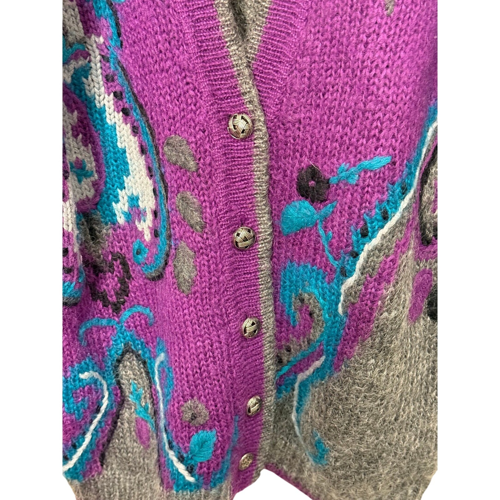 SK & Company Vintage Mohair Wool Cardigan Sweater Women’s Size Medium Artsy