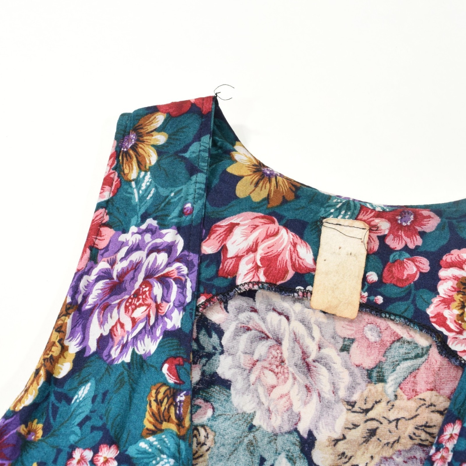 Vintage 80s Floral Midi Dress Cottagecore Cotton Wrap Dress w/ Pockets