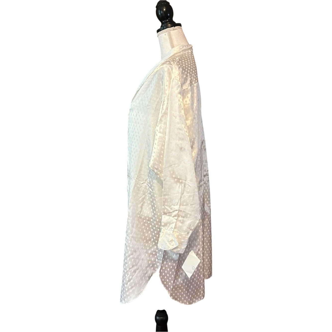 VINTAGE Erika Taylor Satin Button Down Sleep Shirt SZ Large in White Bridal NEW