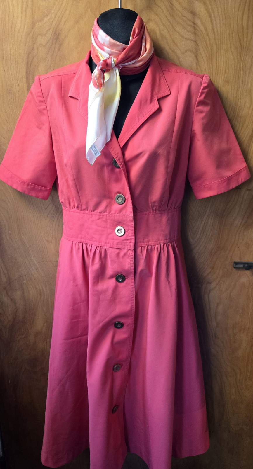 Vintage Anjac Dress Marc Needleman Coral Shirtwaist Wide Inset Waist 10 But 6ish