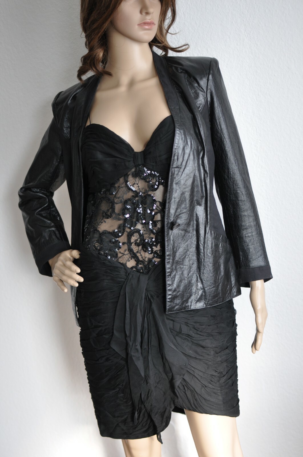 Bellville Sassoon Mullany Evening Party Cocktail Dress Silk Lace Vintage 90s 38