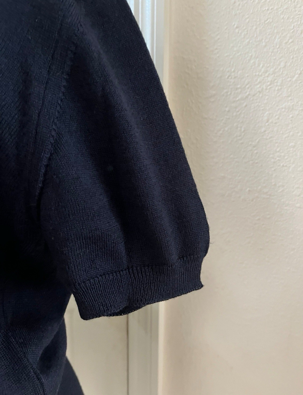 Vintage Vivienne Westwood Dark Navy Wool Knitted Sweater, Short Sleeve, Size L