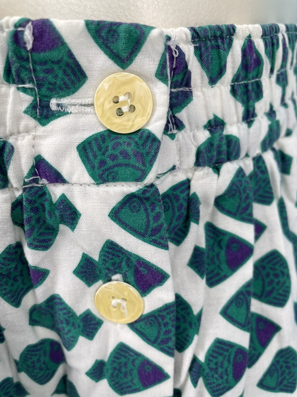 Vintage 80s~90s IKAT Style Fish Novelty Print Midi Hippie Summer Skirt sm/med