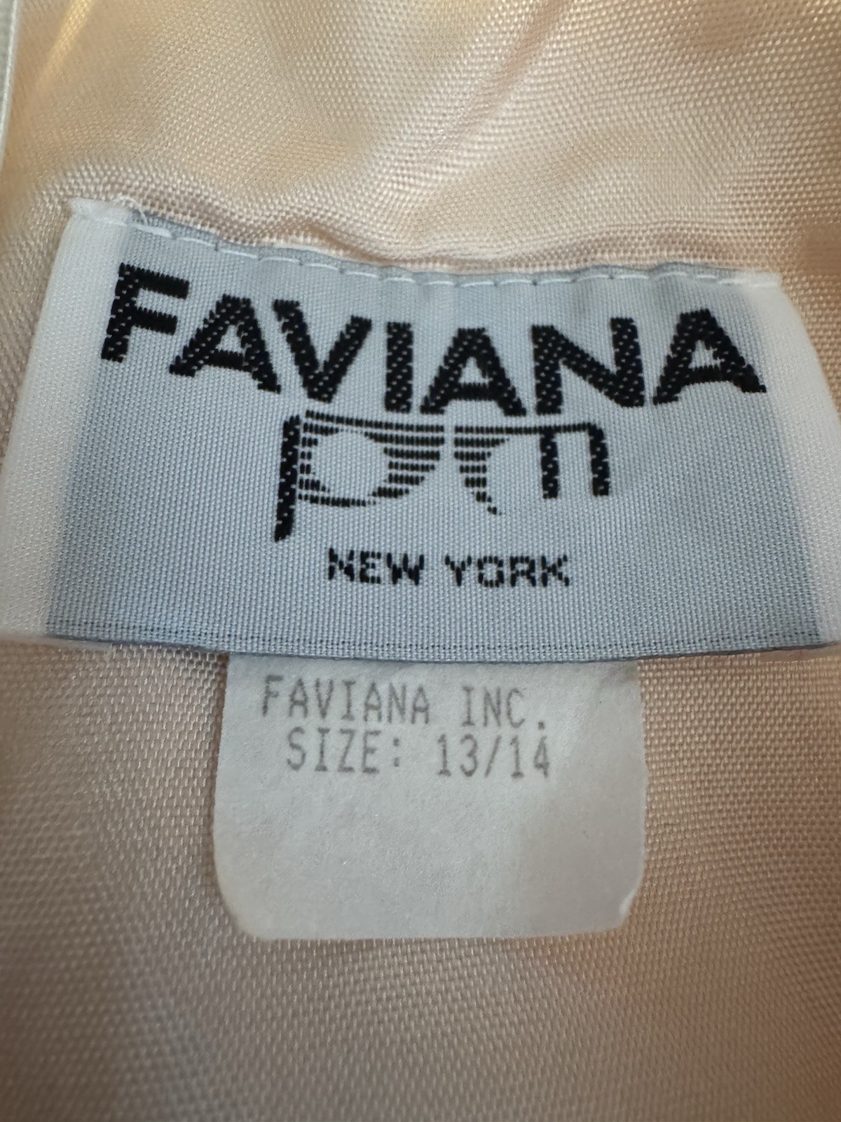 VTG 90s Faviana New York Halter Gown Peach Sequin Backless Maxi Dress Size 13/14