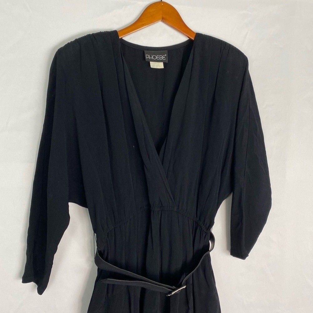 Vintage Phoebe V Neck Belted Maxi Dress Long Sleeve Size 12 Made in USA