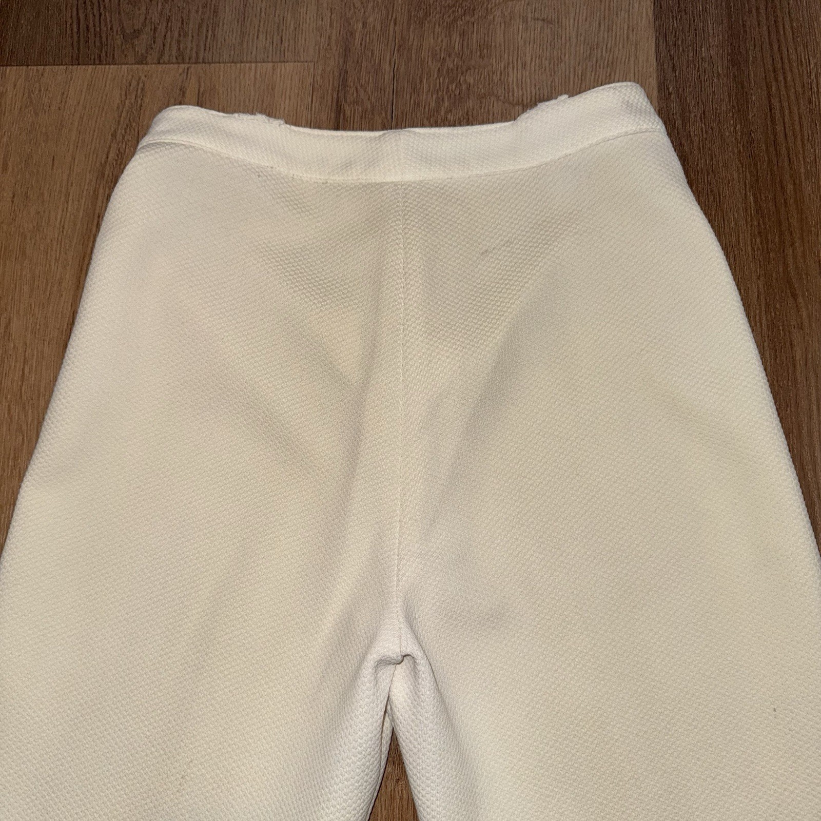 Vtg Bell Bottom Pants Womens 27 27 Loubella 60s 70s Polyester Disco Hippie Cream
